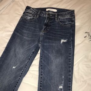 Mid rise cropped/flared jeans